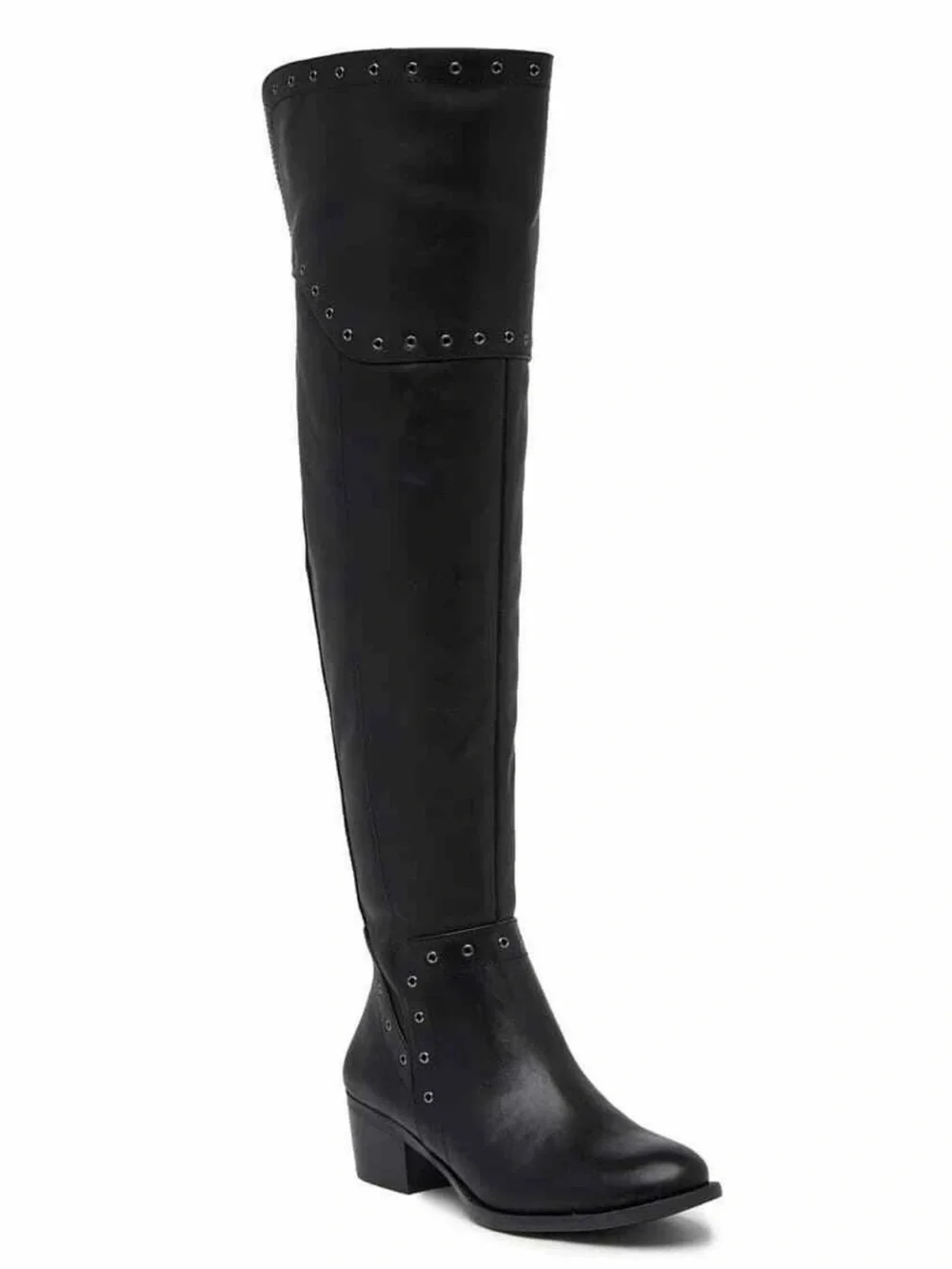 Vince Camuto Bestan Black Over-the-Knee Studded Leather Boots NIB